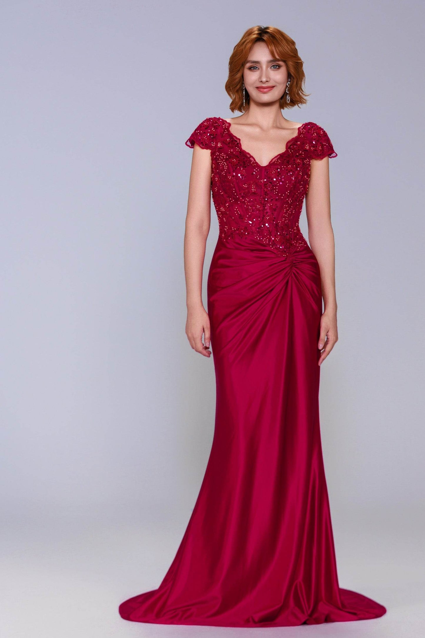 Sheath-Column Sweep-Brush Train Stretch Satin Prom Dress CS1059 - COCOMELODY