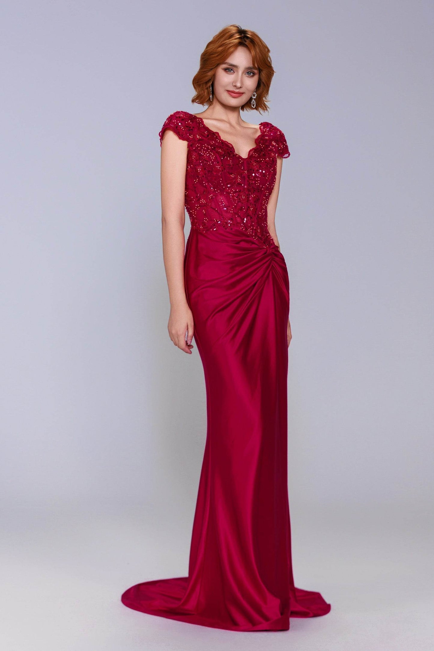 Sheath-Column Sweep-Brush Train Stretch Satin Prom Dress CS1059 - COCOMELODY