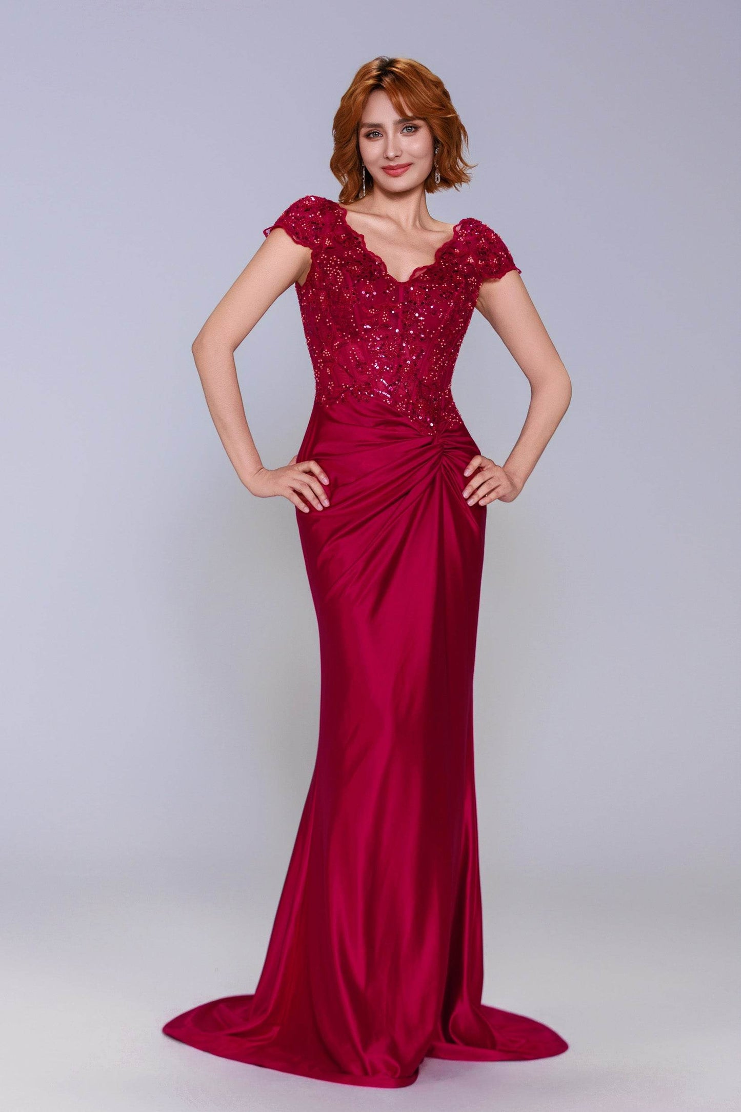 Sheath-Column Sweep-Brush Train Stretch Satin Prom Dress CS1059 - COCOMELODY