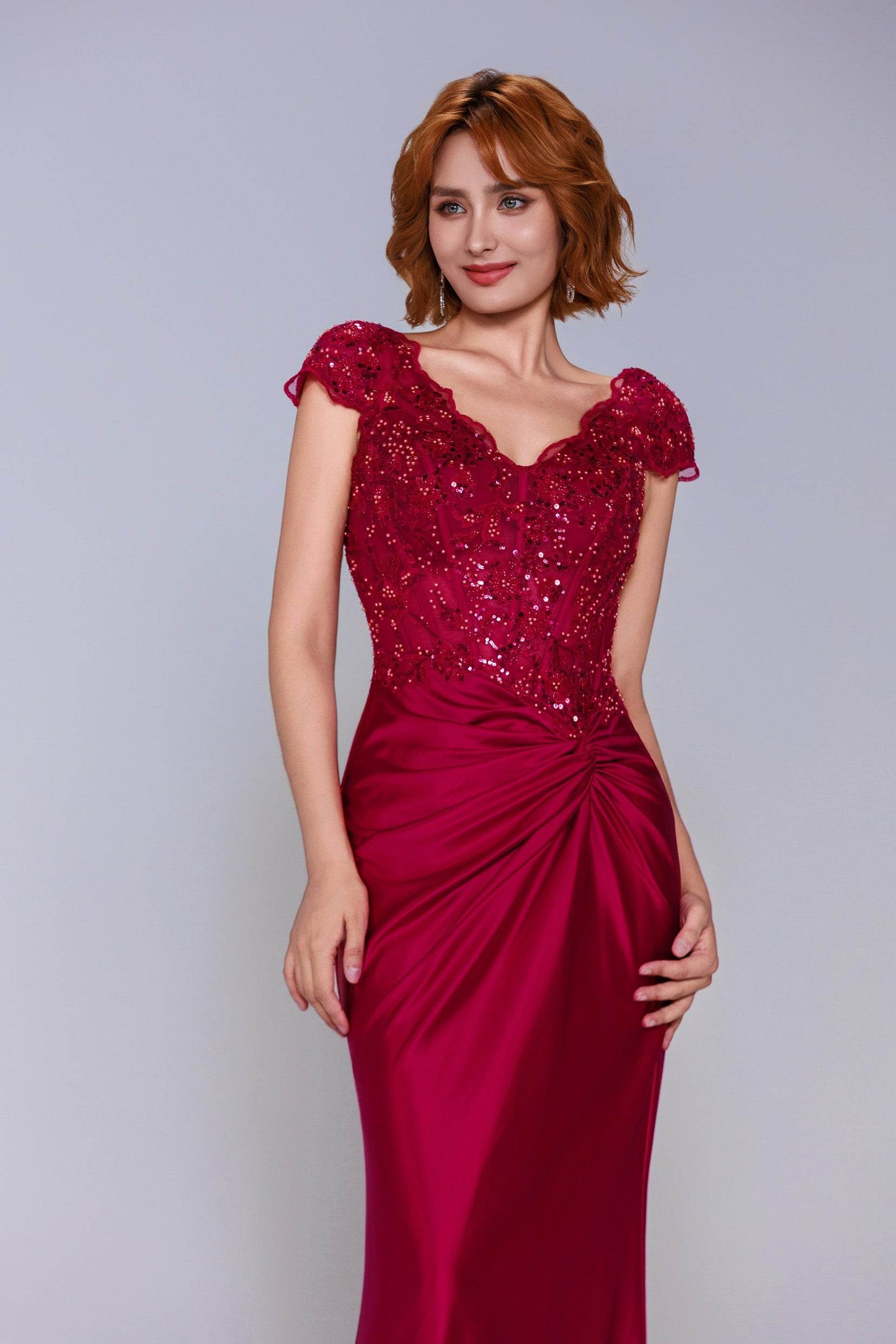Sheath-Column Sweep-Brush Train Stretch Satin Prom Dress CS1059 - COCOMELODY