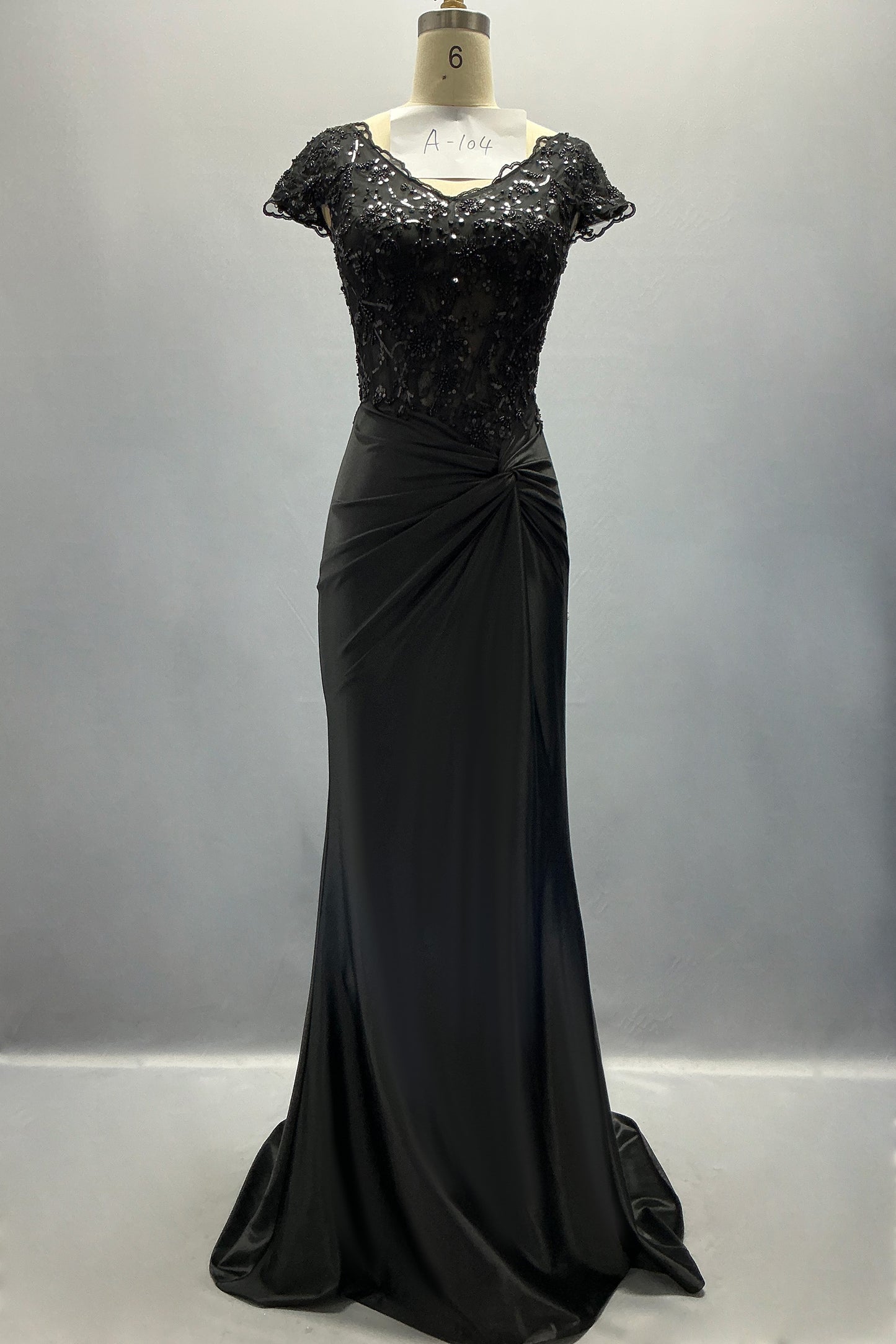 Sheath-Column Sweep-Brush Train Stretch Satin Prom Dress CS1059