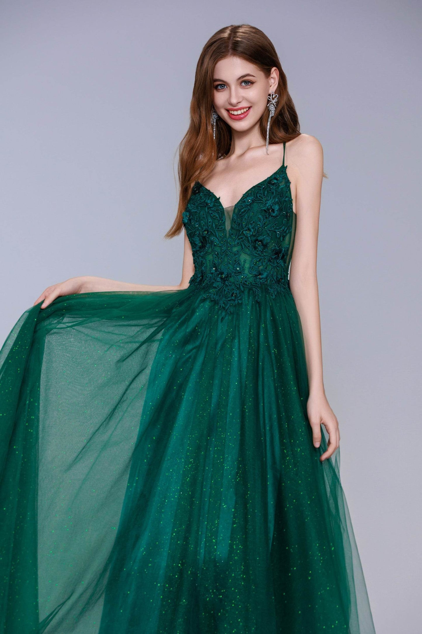 A-Line Maxi Tulle Prom Dress CS1060 - COCOMELODY