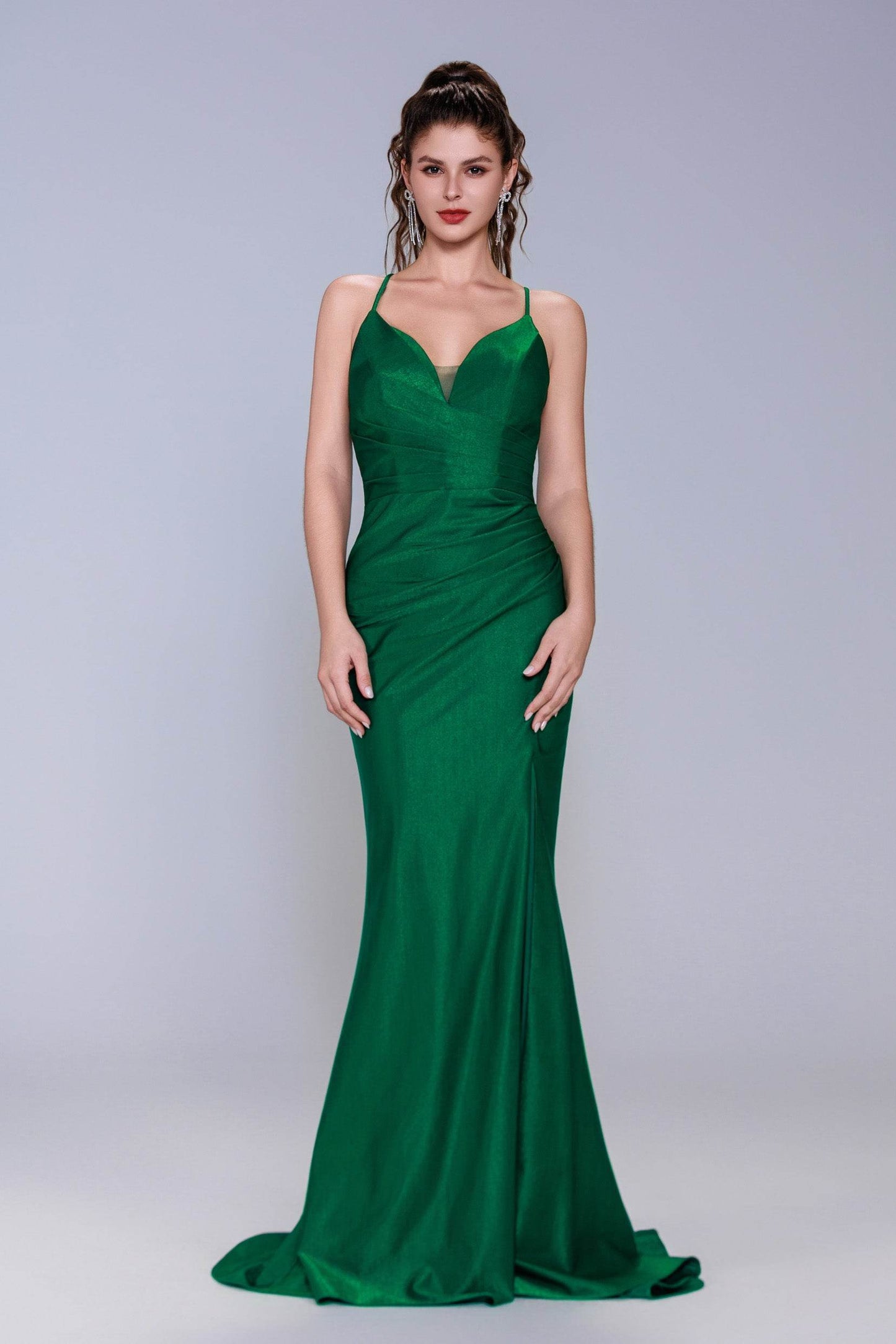 Sheath-Column Sweep-Brush Train Stretch Satin Prom Dress CS1061 - COCOMELODY