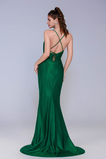 Sheath-Column Sweep-Brush Train Stretch Satin Prom Dress CS1061 - COCOMELODY