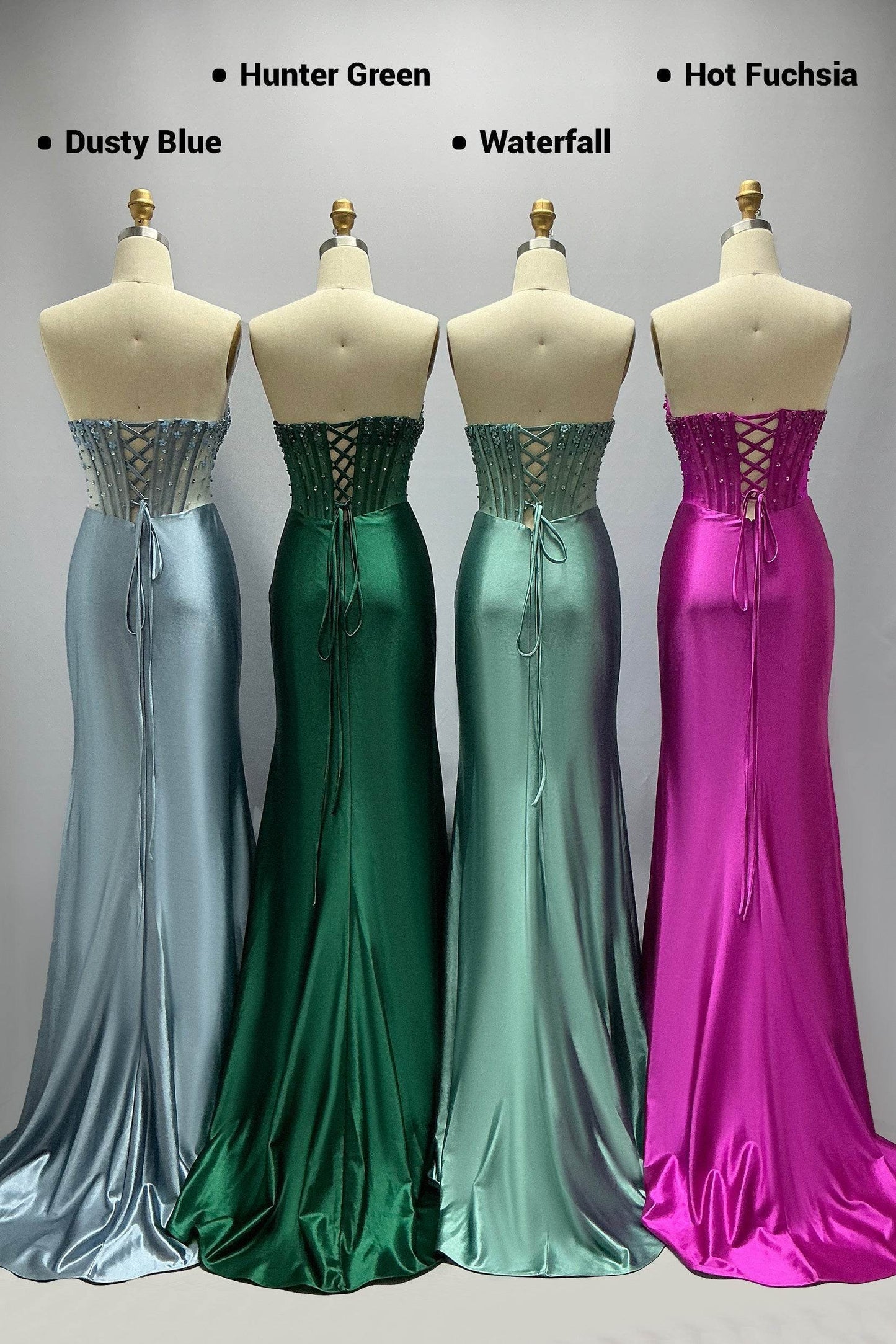 Sheath-Column Sweep-Brush Train Stretch Satin Prom Dress CS1063 - COCOMELODY