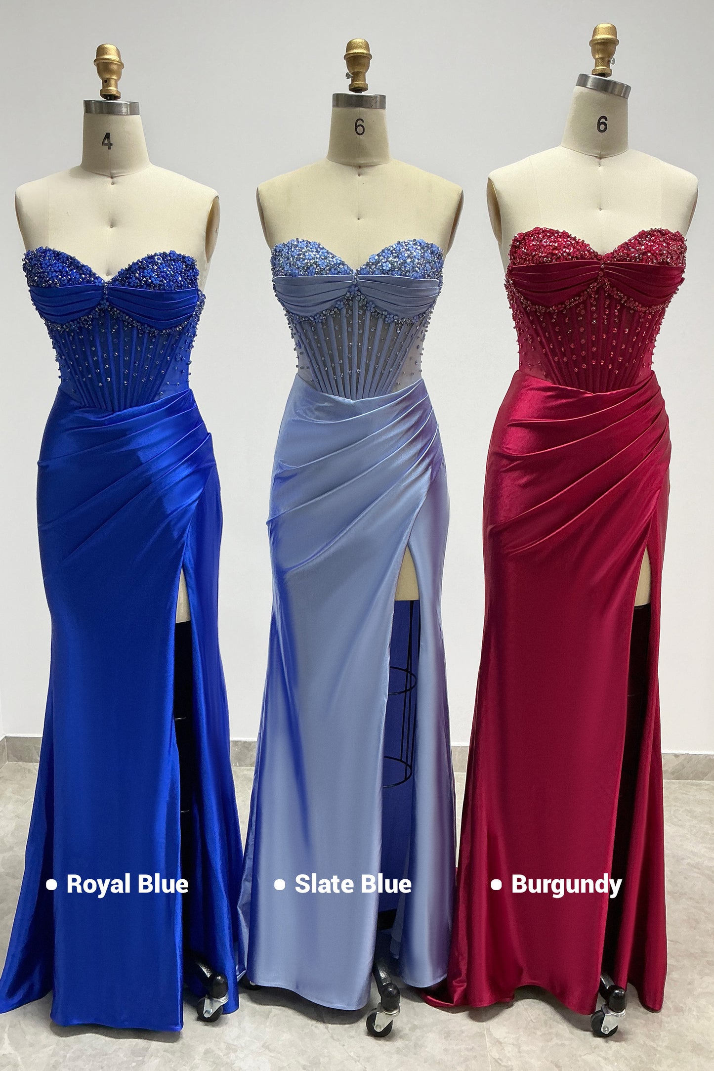 Sheath-Column Sweep-Brush Train Stretch Satin Prom Dress CS1063