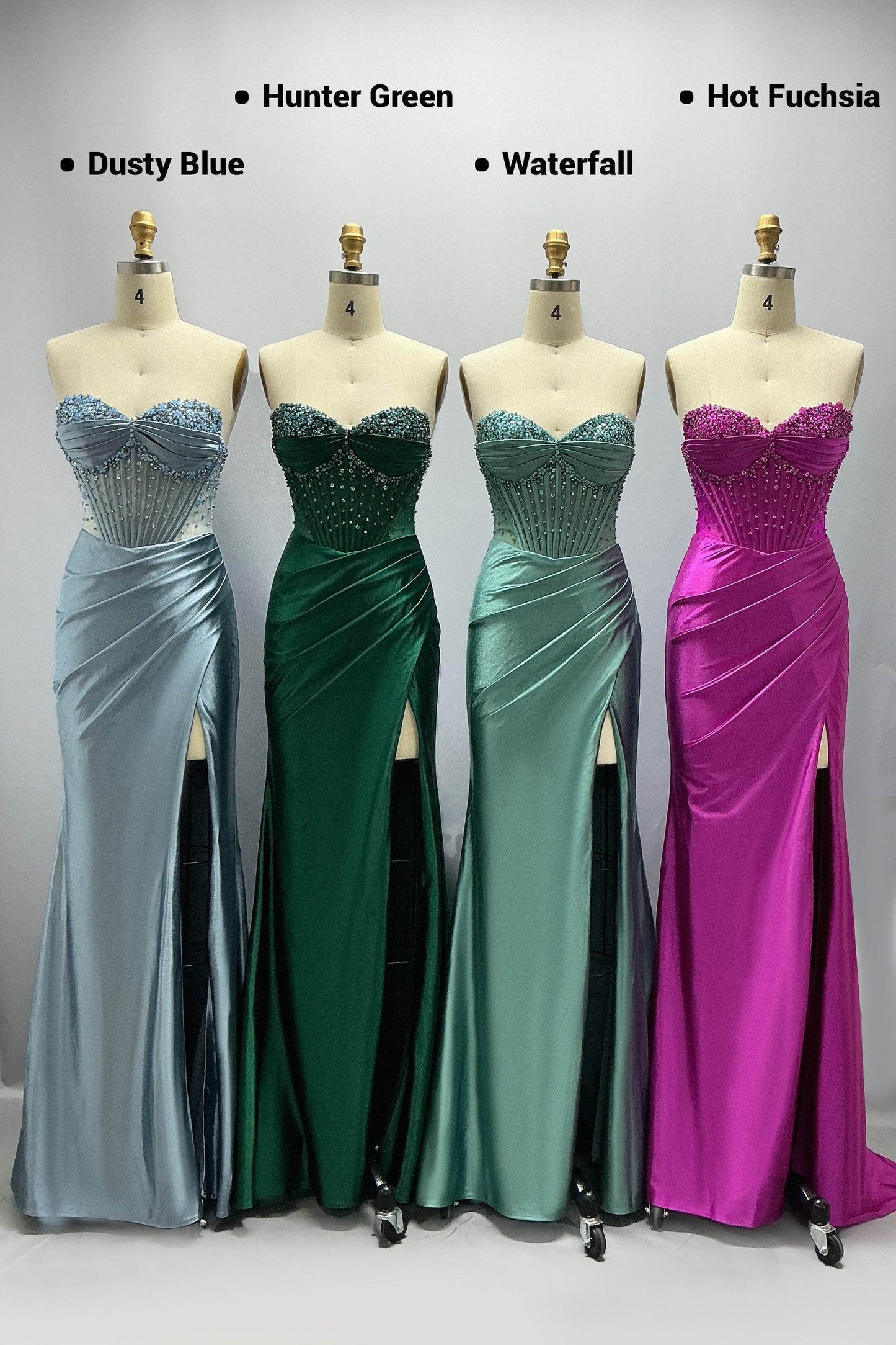 Sheath-Column Sweep-Brush Train Stretch Satin Prom Dress CS1063 - COCOMELODY
