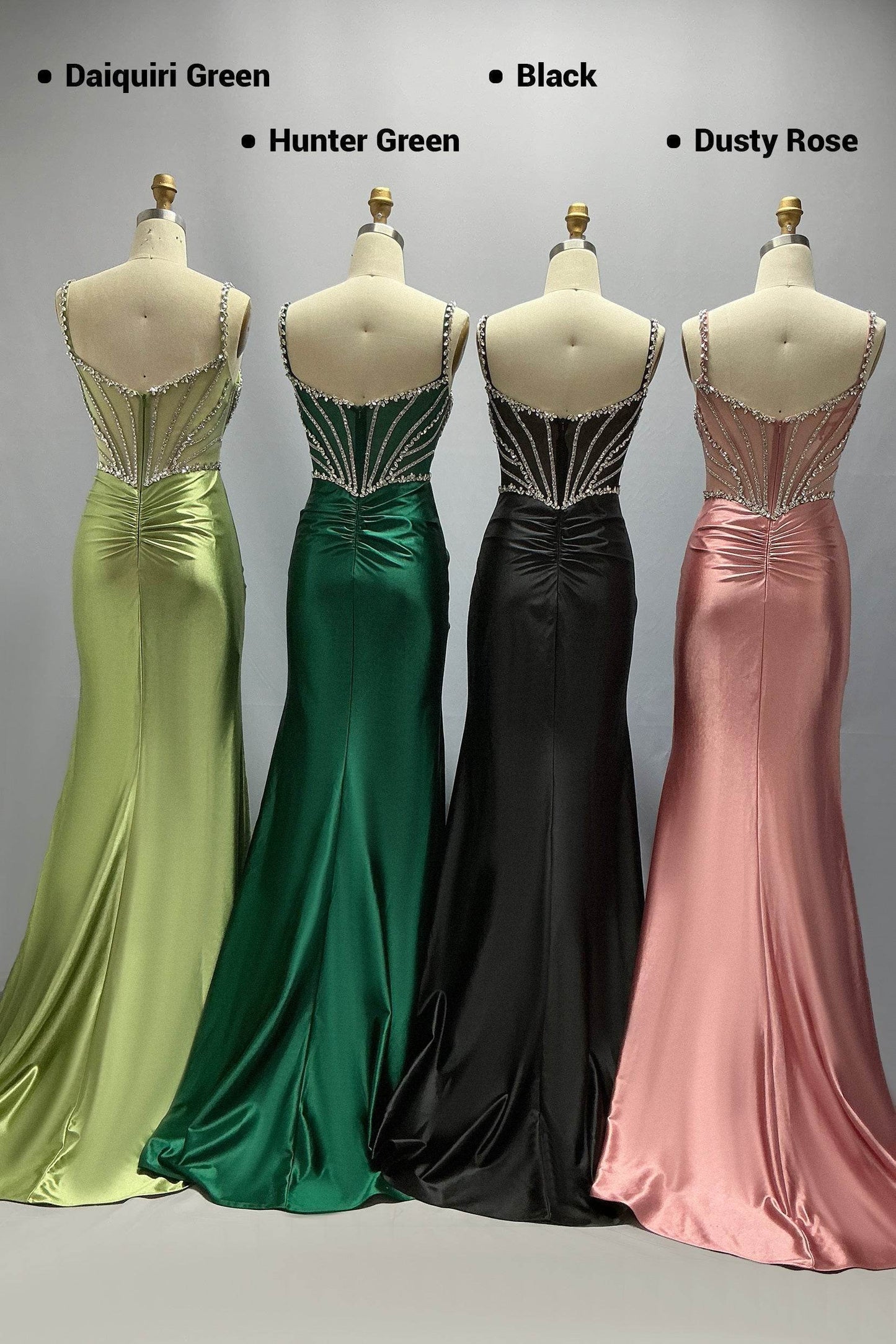 Sheath-Column Sweep-Brush Train Stretch Satin Prom Dress CS1064 - COCOMELODY