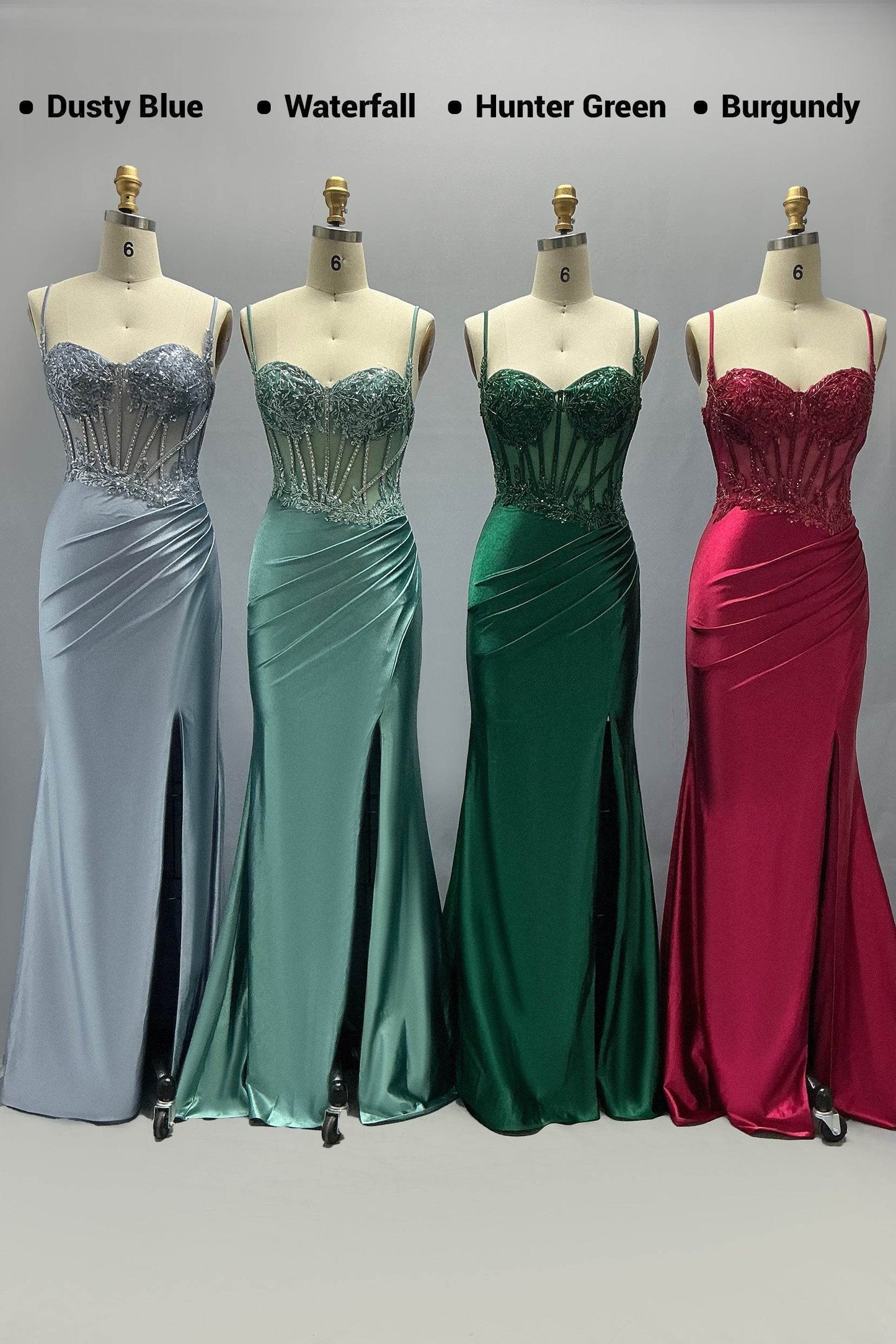 Sheath-Column Sweep-Brush Train Stretch Satin Prom Dress CS1064 - COCOMELODY