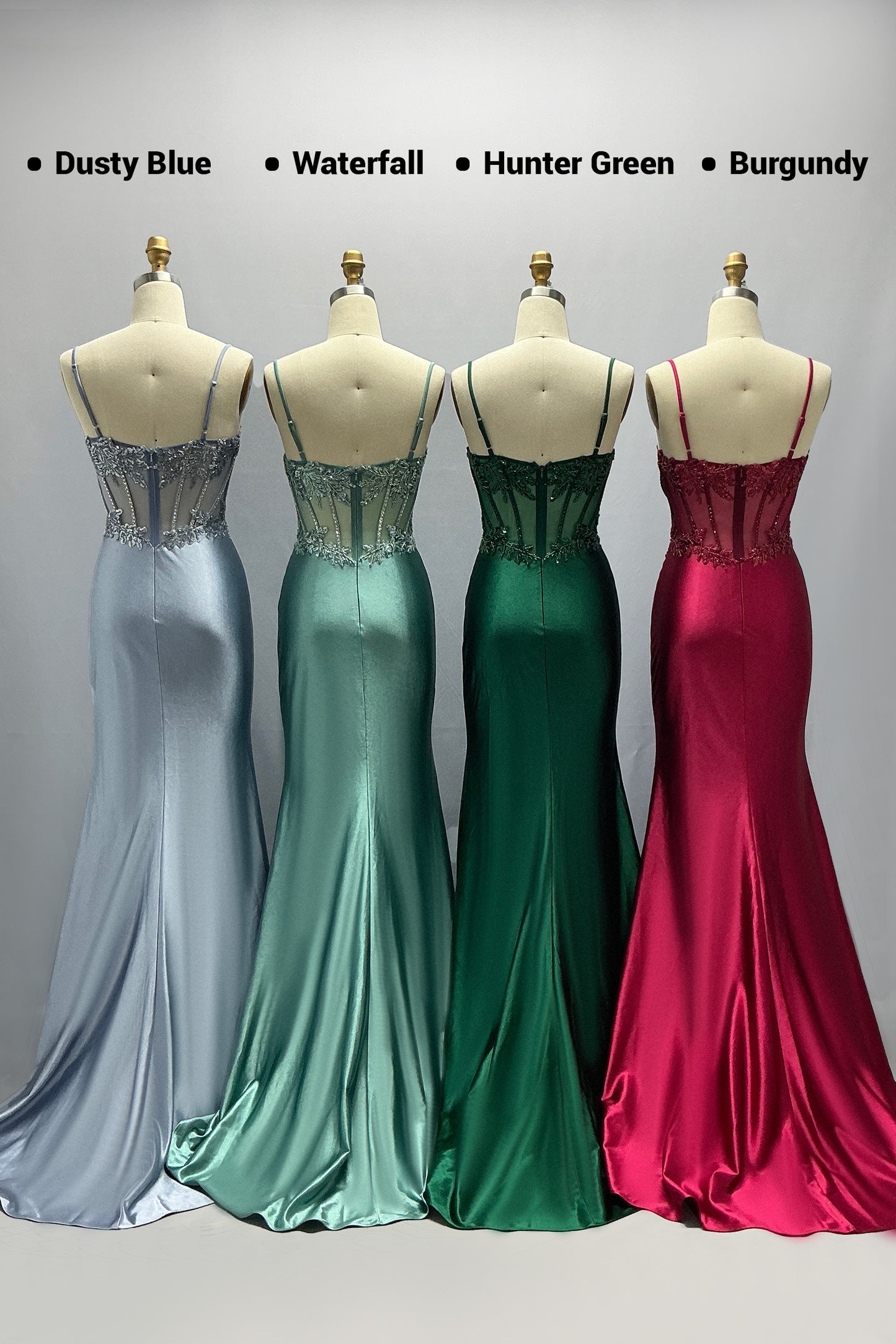 Sheath-Column Sweep-Brush Train Stretch Satin Prom Dress CS1064