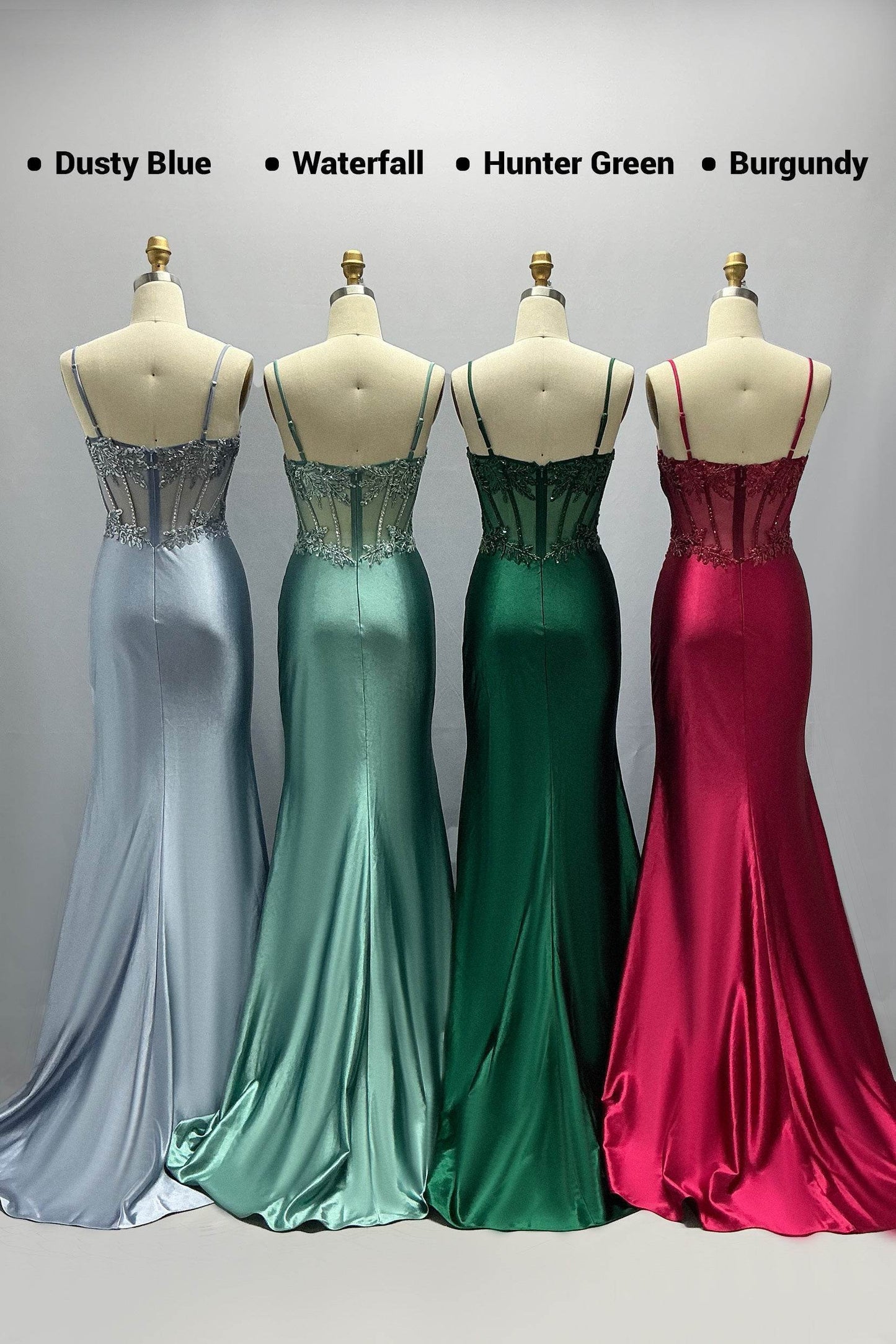 Sheath-Column Sweep-Brush Train Stretch Satin Prom Dress CS1064 - COCOMELODY