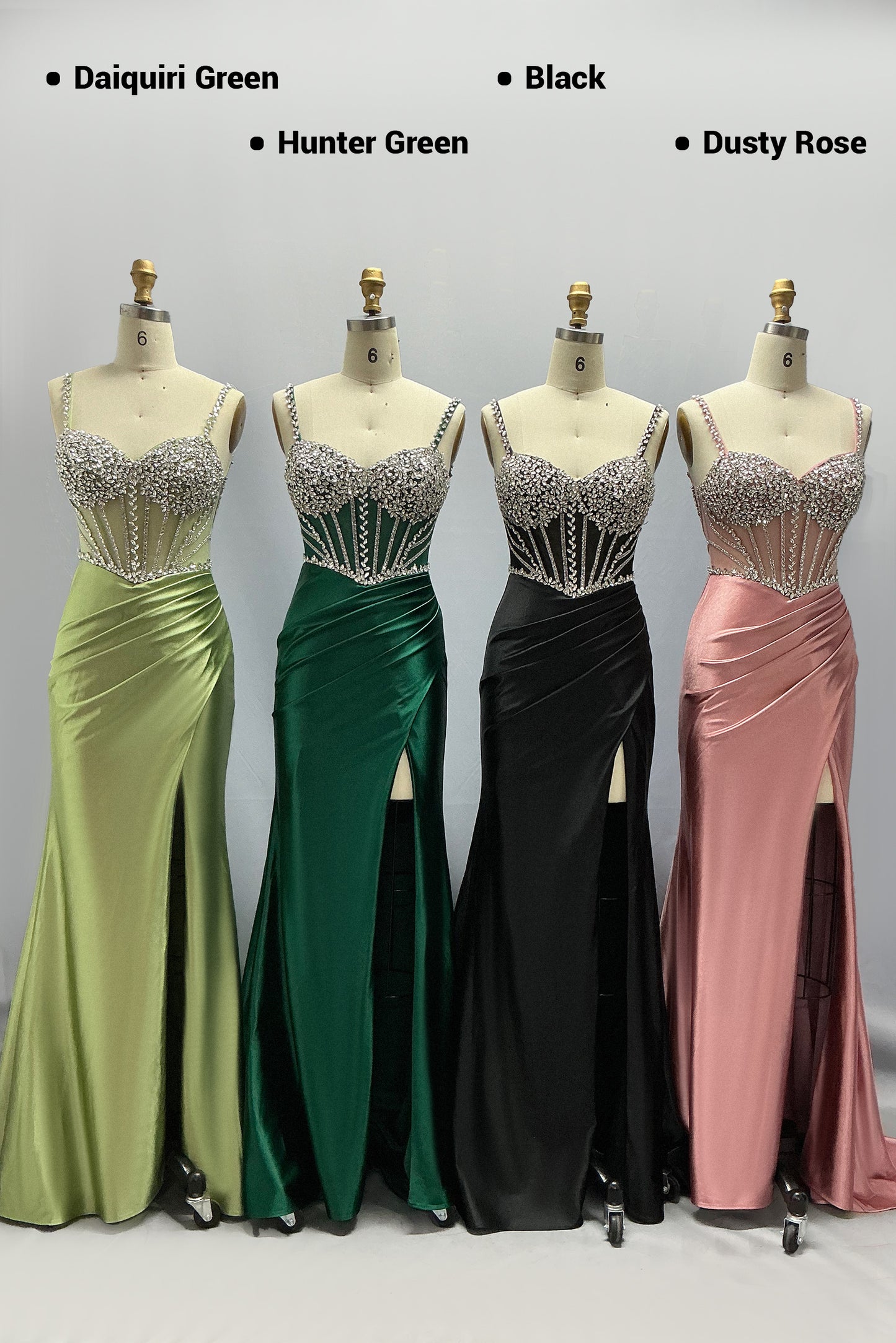 Sheath-Column Sweep-Brush Train Stretch Satin Prom Dress CS1064