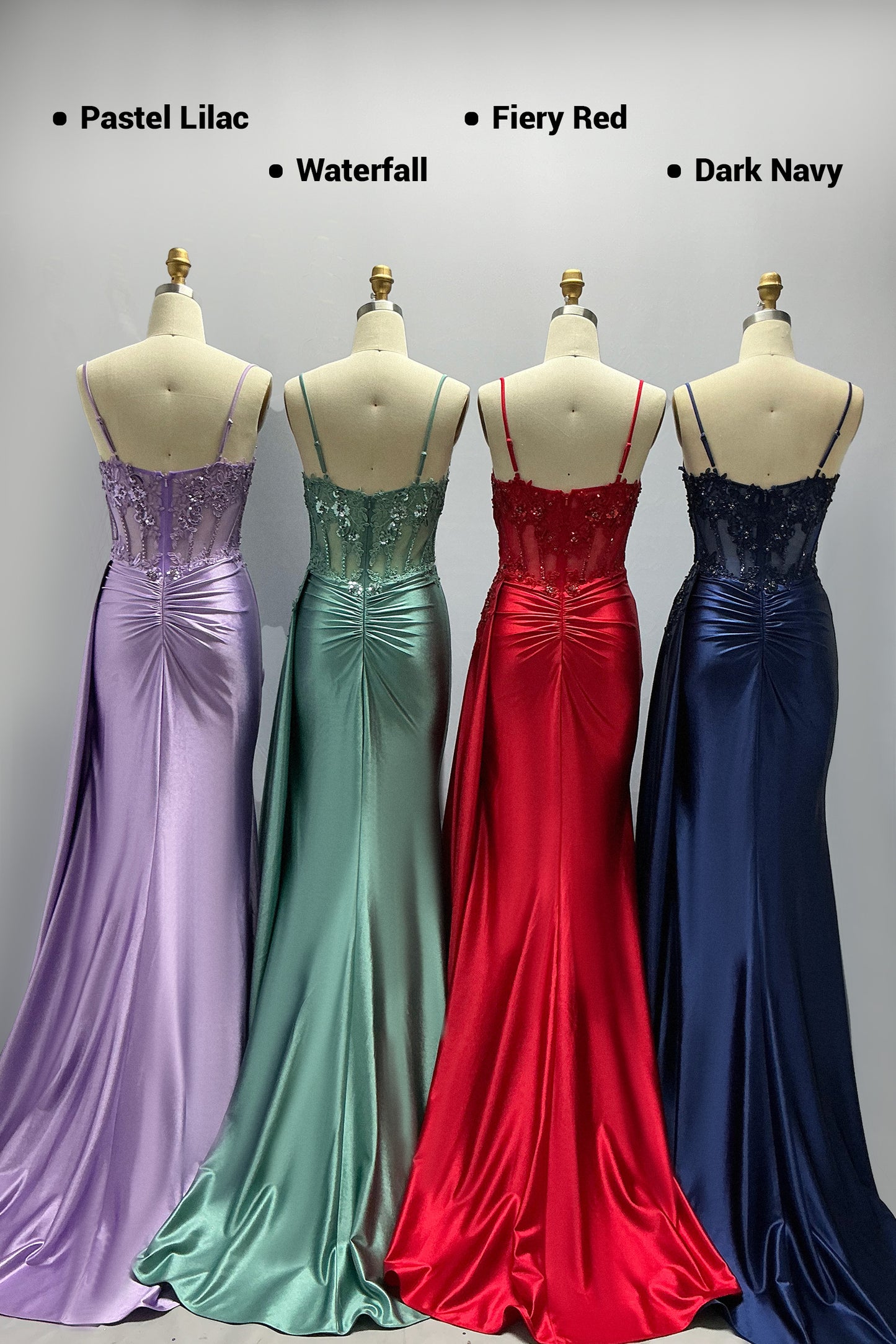 Sheath-Column Sweep-Brush Train Stretch Satin Prom Dress CS1065