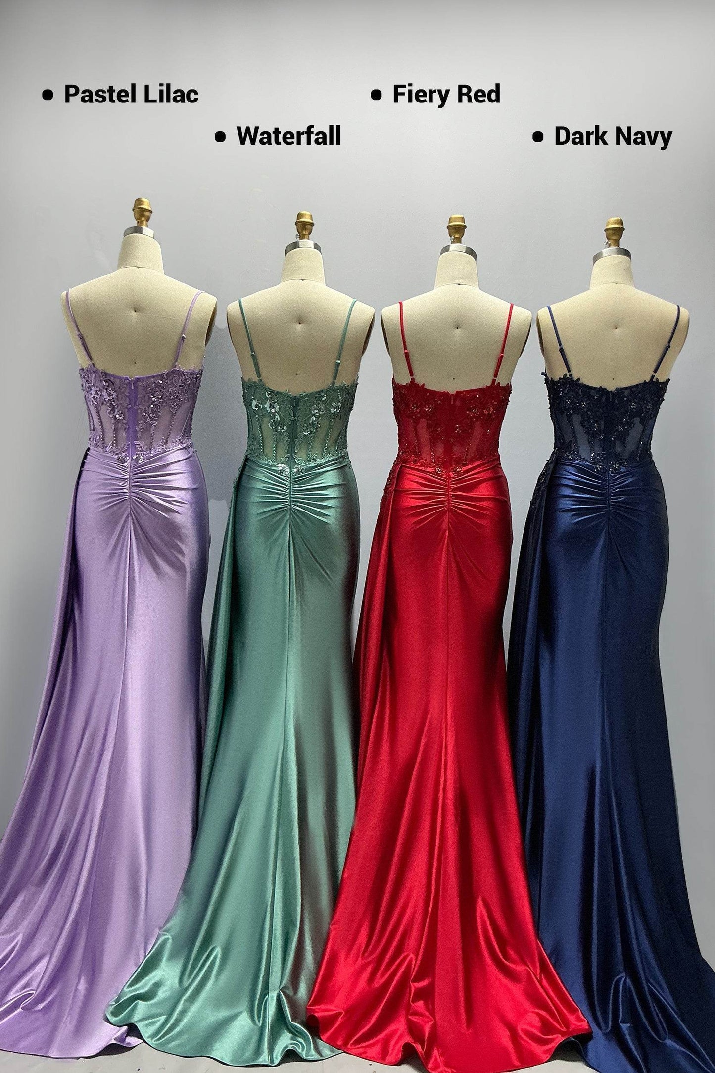 Sheath-Column Sweep-Brush Train Stretch Satin Prom Dress CS1065 - COCOMELODY