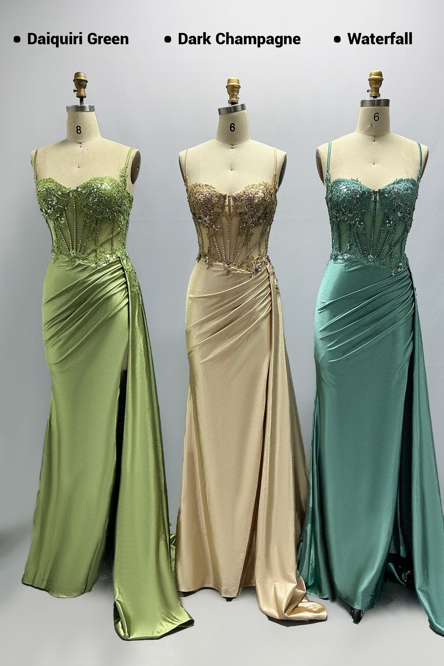 Sheath-Column Sweep-Brush Train Stretch Satin Prom Dress CS1065