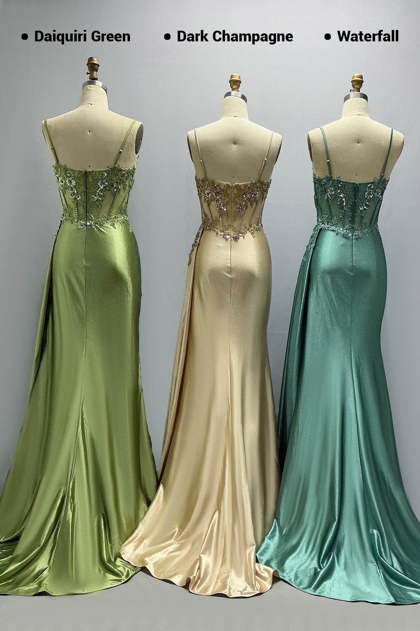 Sheath-Column Sweep-Brush Train Stretch Satin Prom Dress CS1065 - COCOMELODY