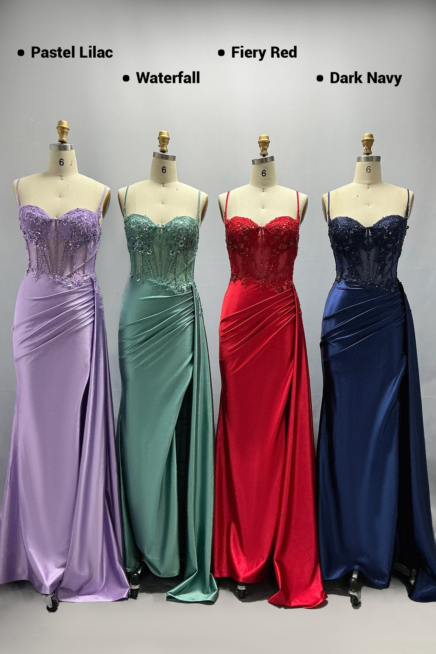 Sheath-Column Sweep-Brush Train Stretch Satin Prom Dress CS1065