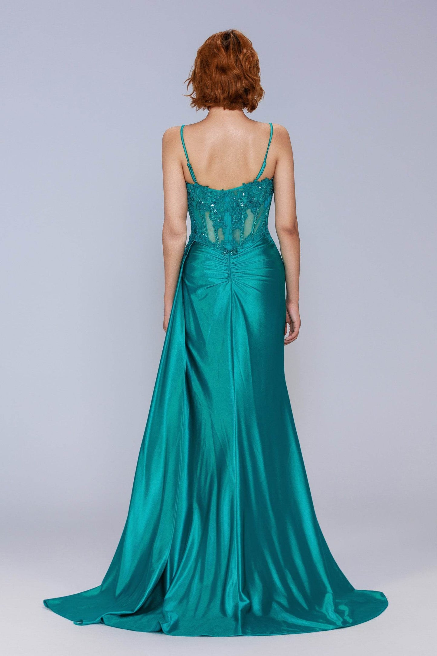 Sheath-Column Sweep-Brush Train Stretch Satin Prom Dress CS1065 - COCOMELODY