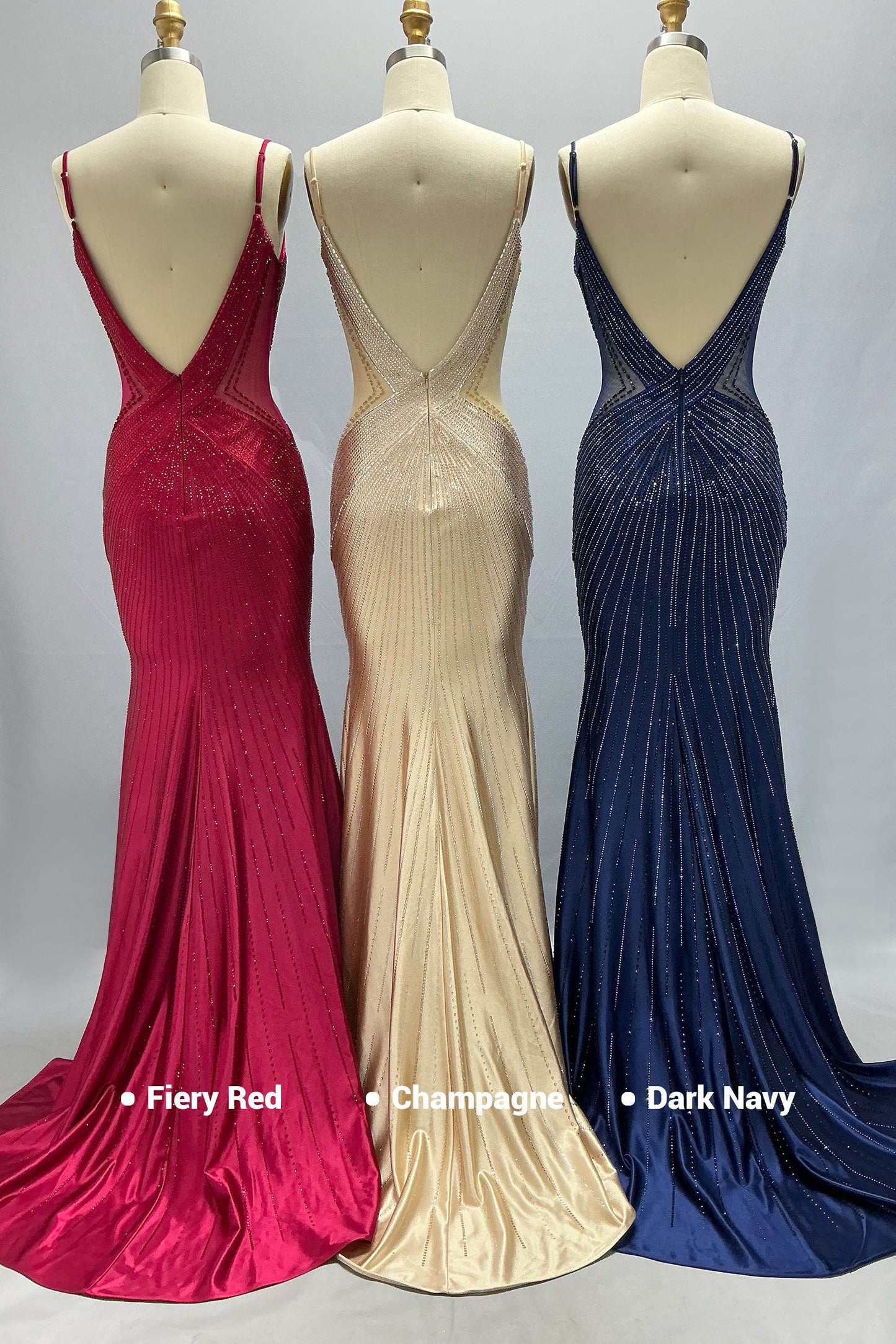 Sheath-Column Sweep-Brush Train Sequined Prom Dress CS1066 - COCOMELODY