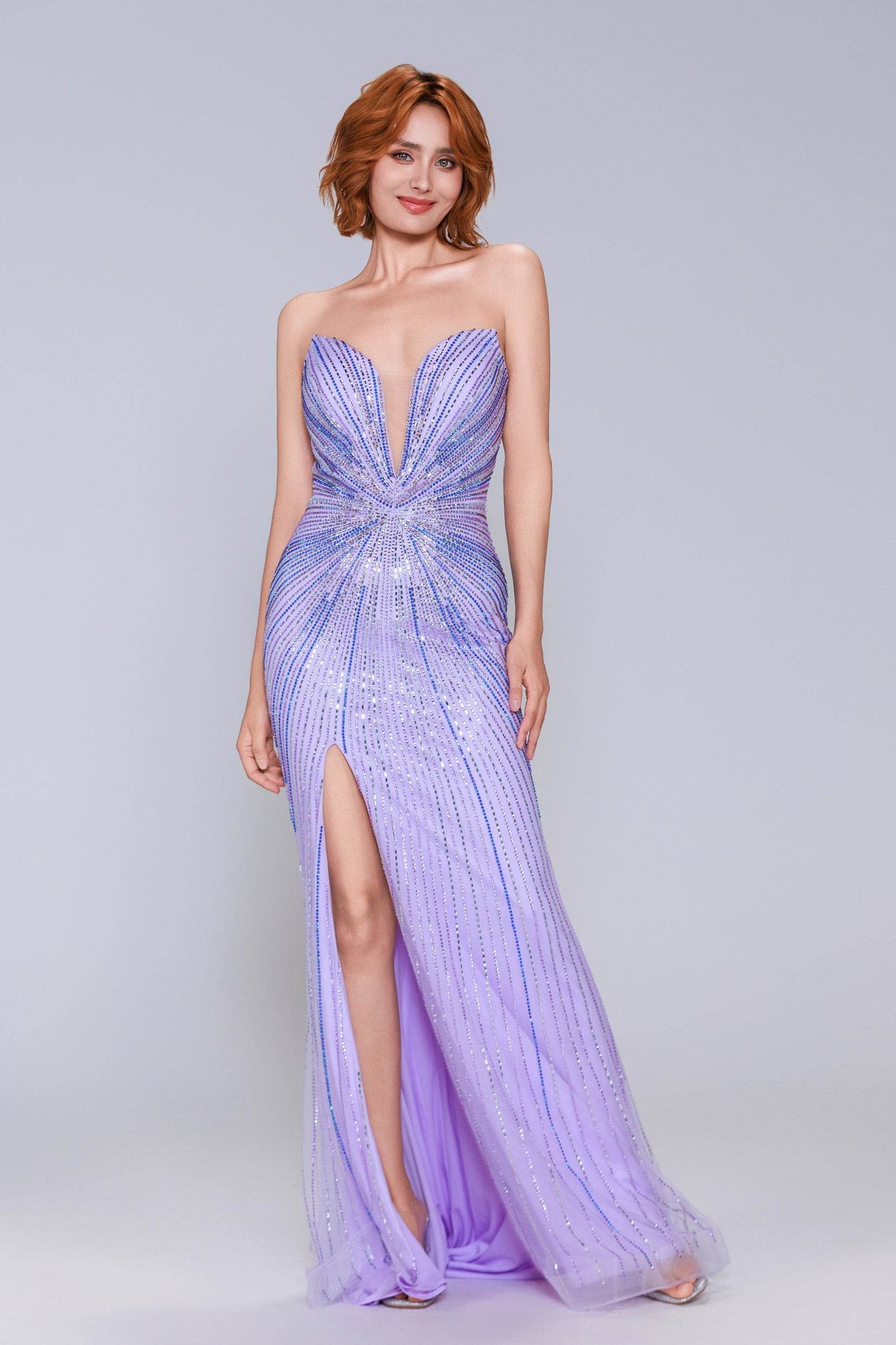 Sheath-Column Sweep-Brush Train Sequined Prom Dress CS1068 - COCOMELODY