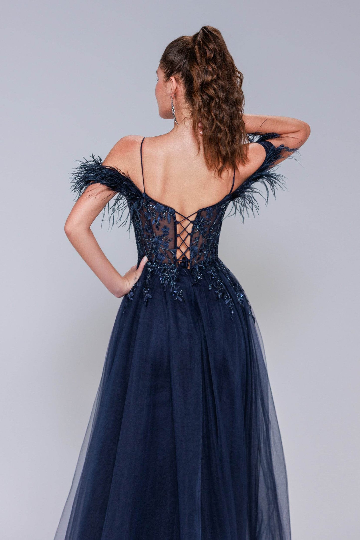 Sheath-Column Maxi Tulle Prom Dress CS1072 - COCOMELODY
