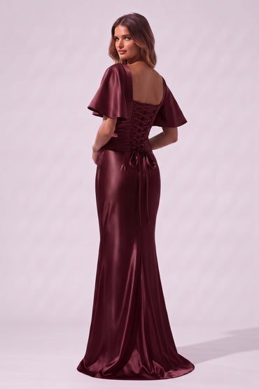 Trumpet-Mermaid Floor Length Stretch Satin Special Occasion Dress CS1077 - Wine - COCOMELODY