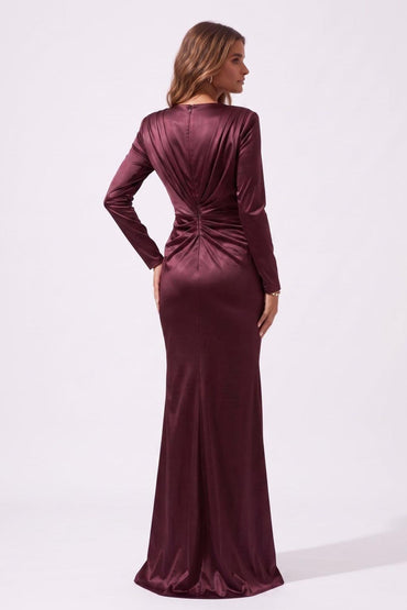 Trumpet-Mermaid Floor Length Stretch Satin Special Occasion Dress CS1078 - Wine - COCOMELODY