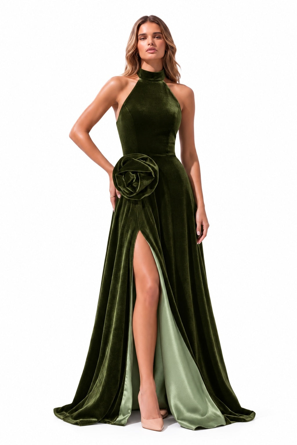 A-Line Floor Length Velvet Special Occasion Dress CS1095