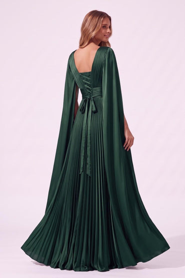 A-Line Floor Length Acetate Satin Special Occasion Dress CS1101 - Hunter Green - COCOMELODY
