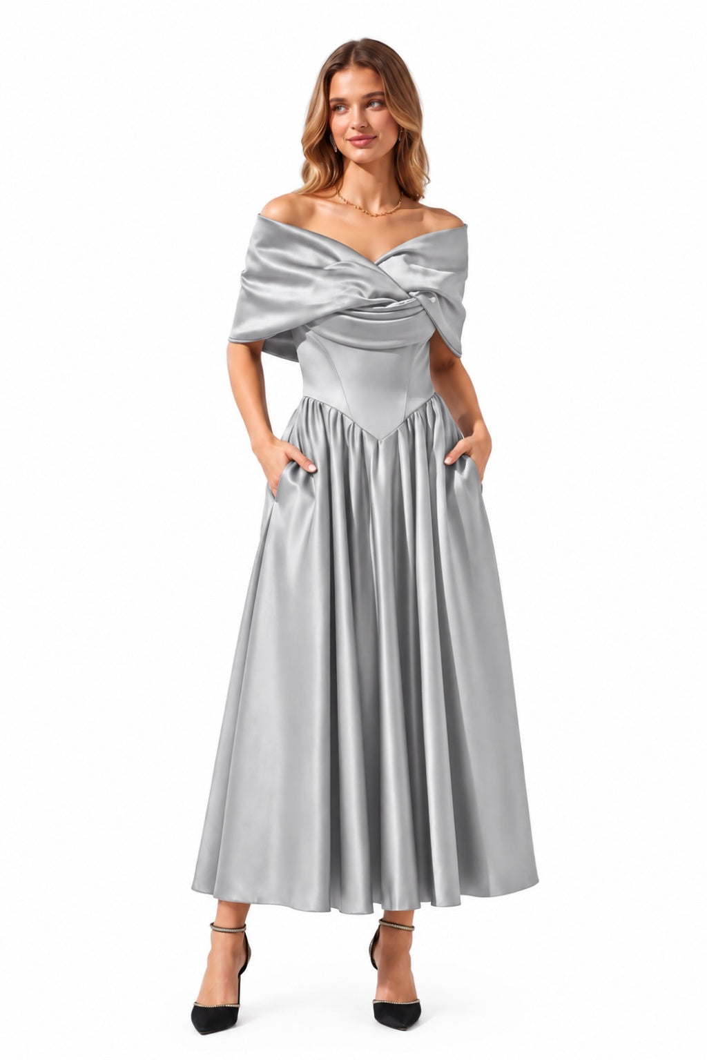 A-Line Ankle Length Satin Special Occasion Dress CS1104
