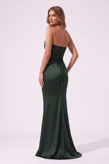 Trumpet-Mermaid Floor Length Acetate Satin Special Occasion Dress CS1105 - Dark Green - COCOMELODY