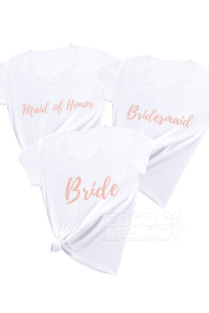 Sheath V-Neck Modal Bride/Bridesmaids T-Shirts CU0009