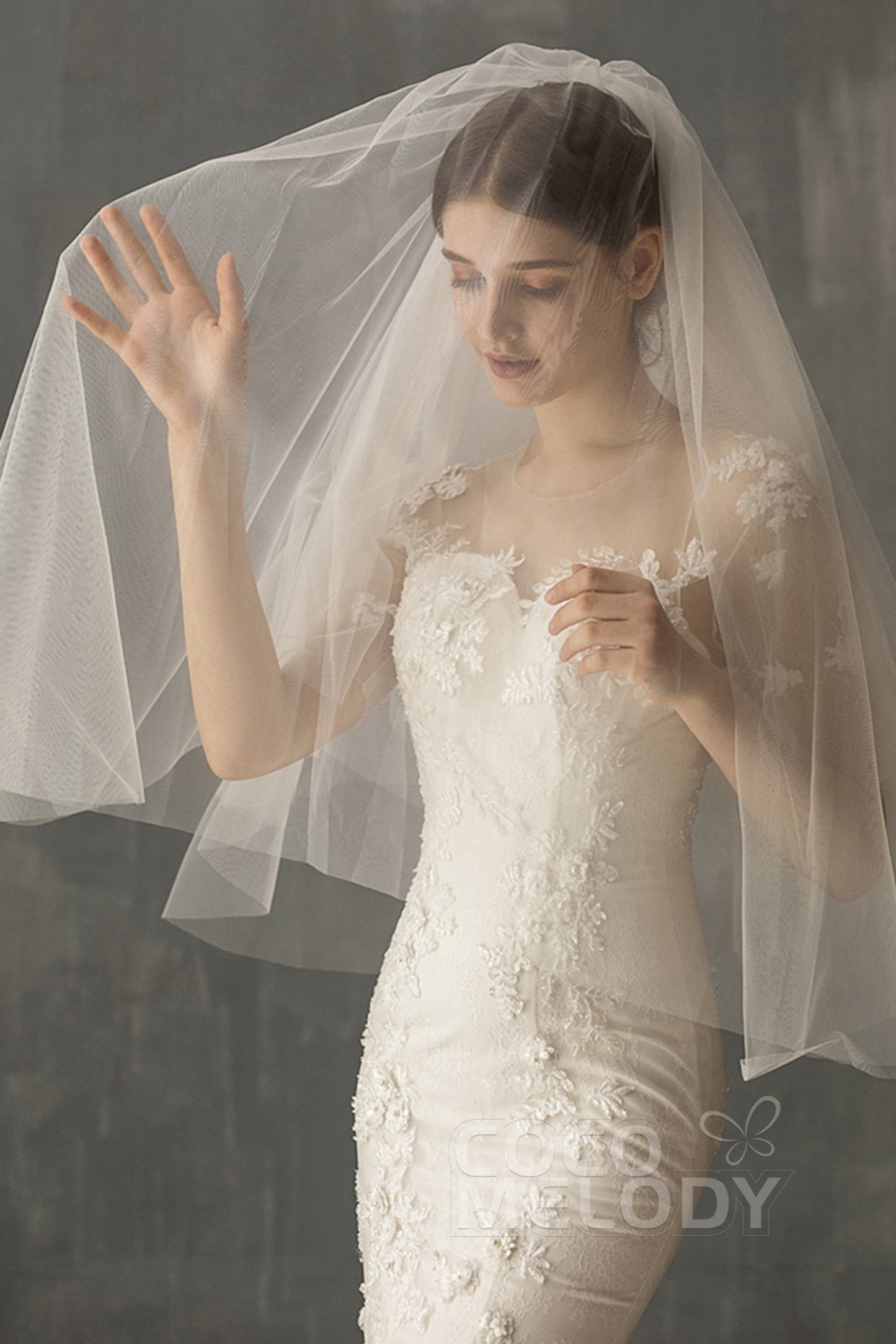 Two-tier Cut Edge Voile Waist Veils CV0221