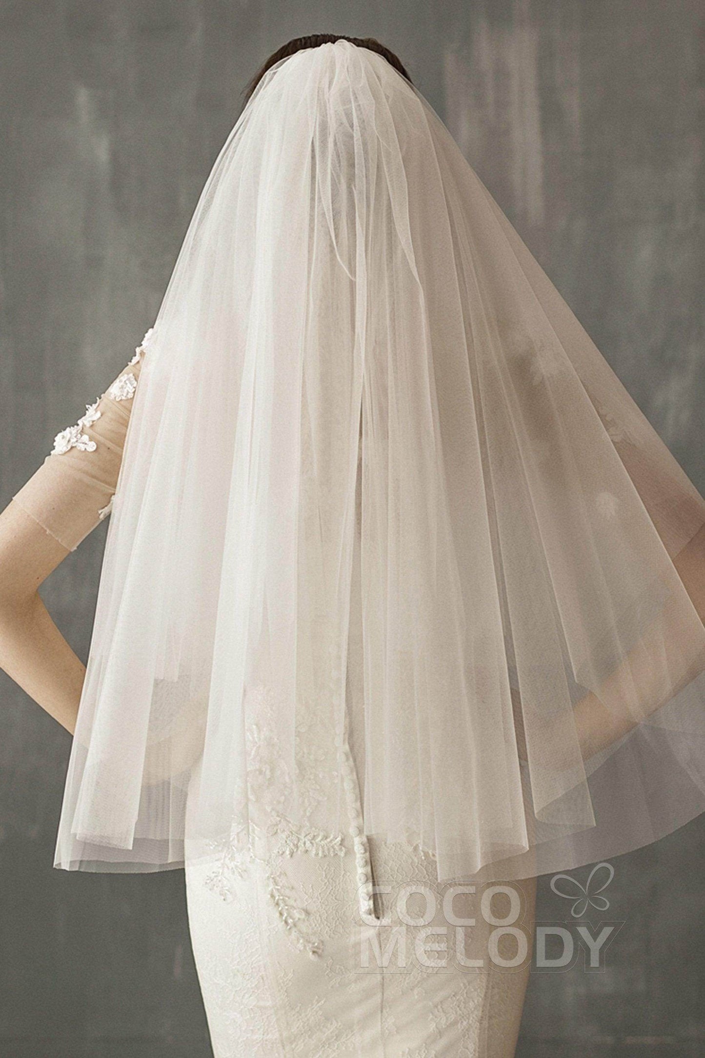 Two-tier Cut Edge Voile Waist Veils CV0221 - COCOMELODY
