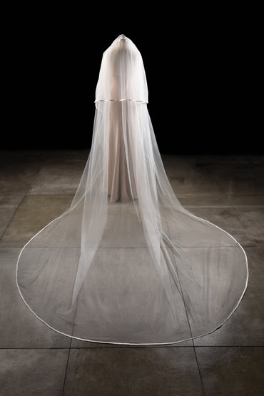Two-tier Ribbon Edge Tulle Cathedral Veils CV0256