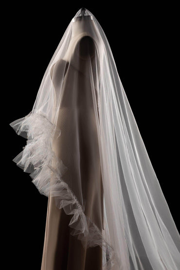 One-tier Cut Edge Tulle Cathedral Veils with CV0282 - COCOMELODY