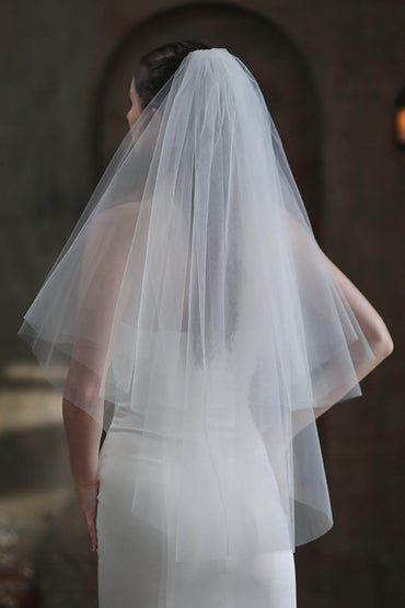 Two-tier Cut Edge Tulle Hip Veils CV0306 - COCOMELODY