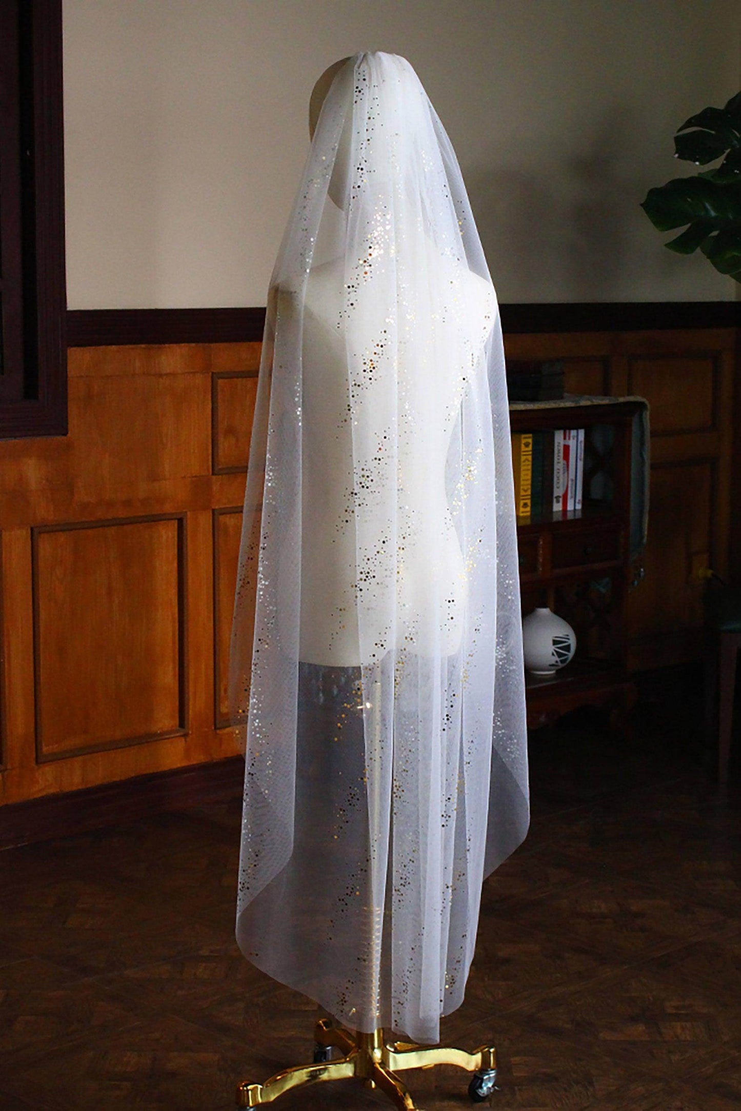 One-tier Cut Edge Tulle Tea Veils with Sequin CV0315 - COCOMELODY
