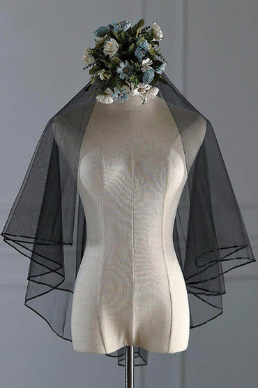 Two-tier Ribbon Edge Tulle Hip Veils with CV0344 - COCOMELODY