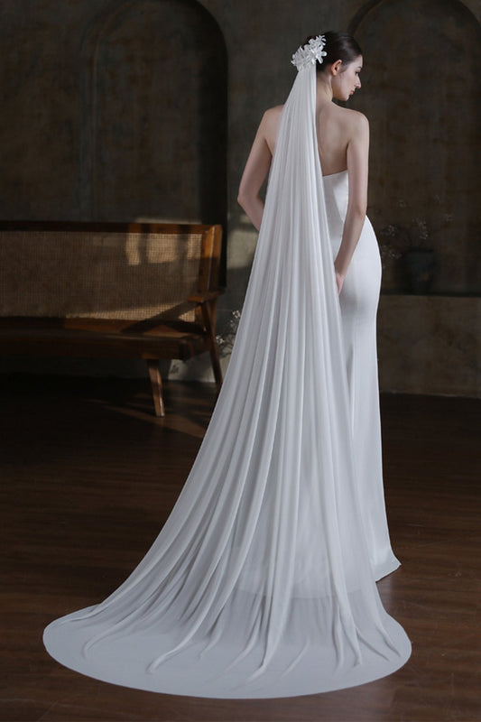 One-tier Cut Edge Tulle Chapel Veils with CV0372