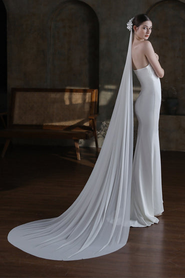 One-tier Cut Edge Tulle Chapel Veils with CV0372
