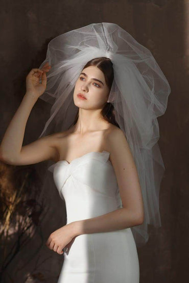Three-tier Cut Edge Tulle Waist Veils with CV0377 - COCOMELODY