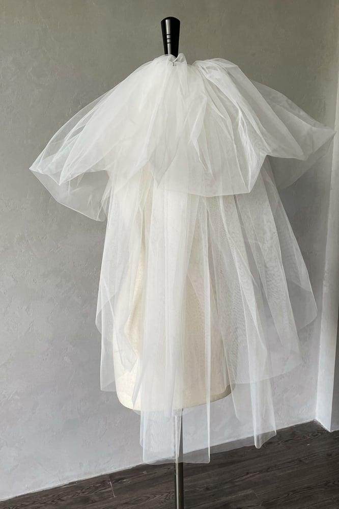 Three-tier Cut Edge Tulle Waist Veils with CV0377 - COCOMELODY