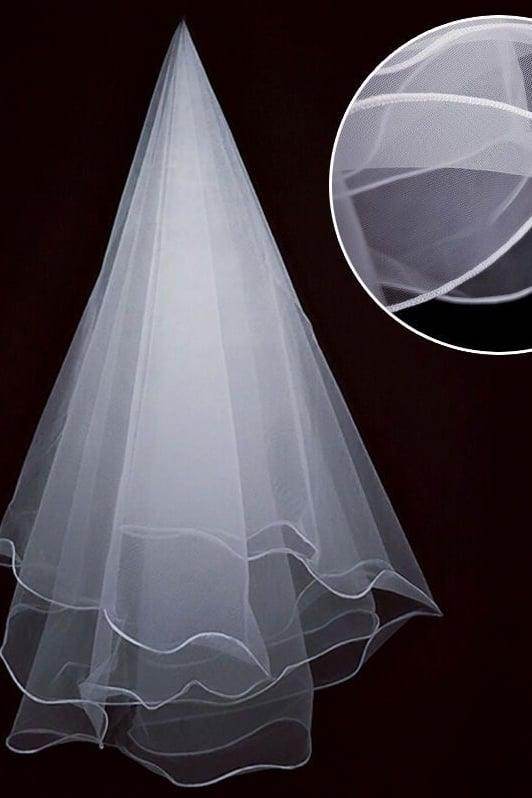 One-tier Pencil Edge Tulle Waist Veils with CV0383 - COCOMELODY