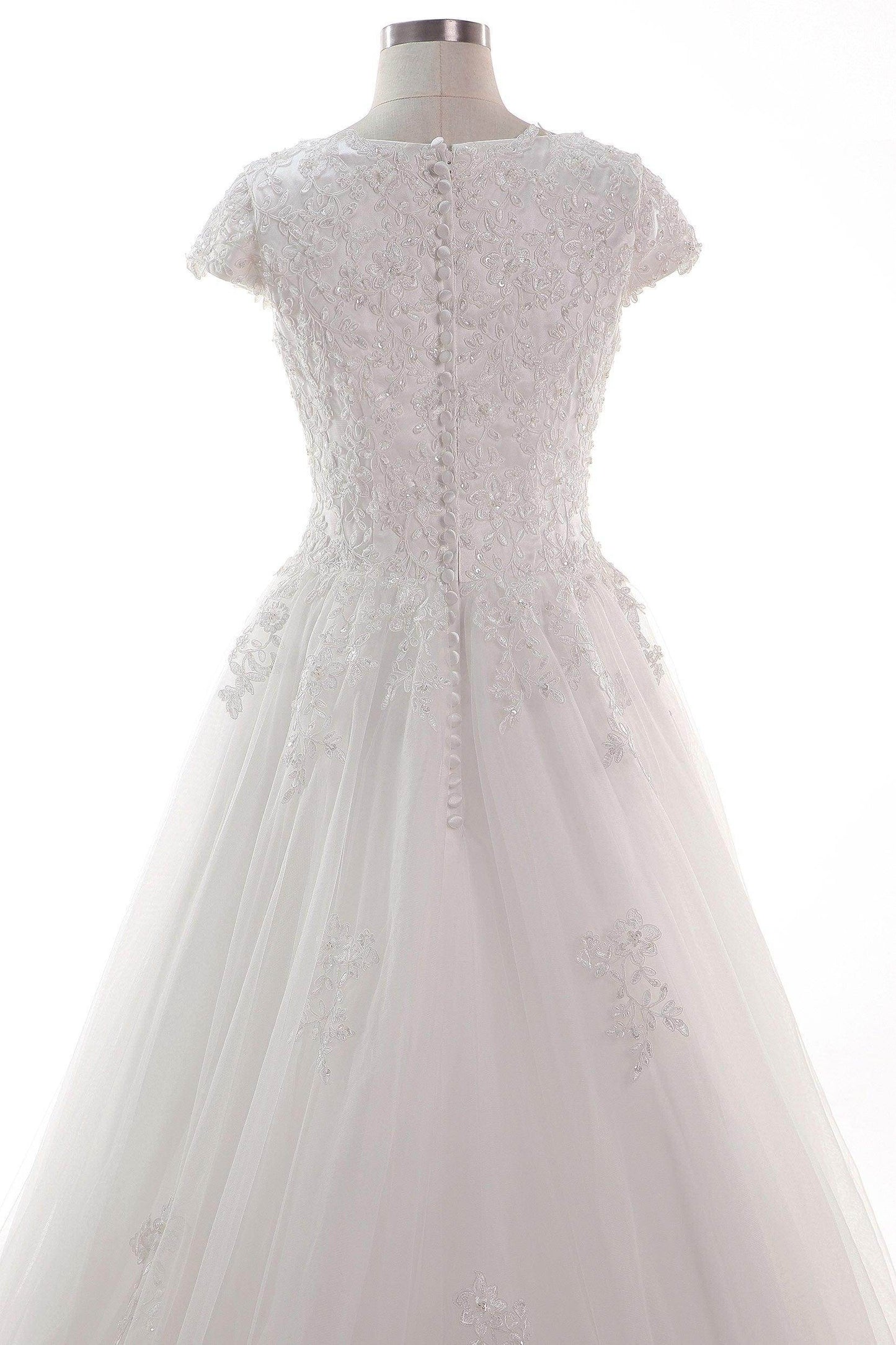 A-Line Court Train Tulle Lace Wedding Dress CW2453 - COCOMELODY