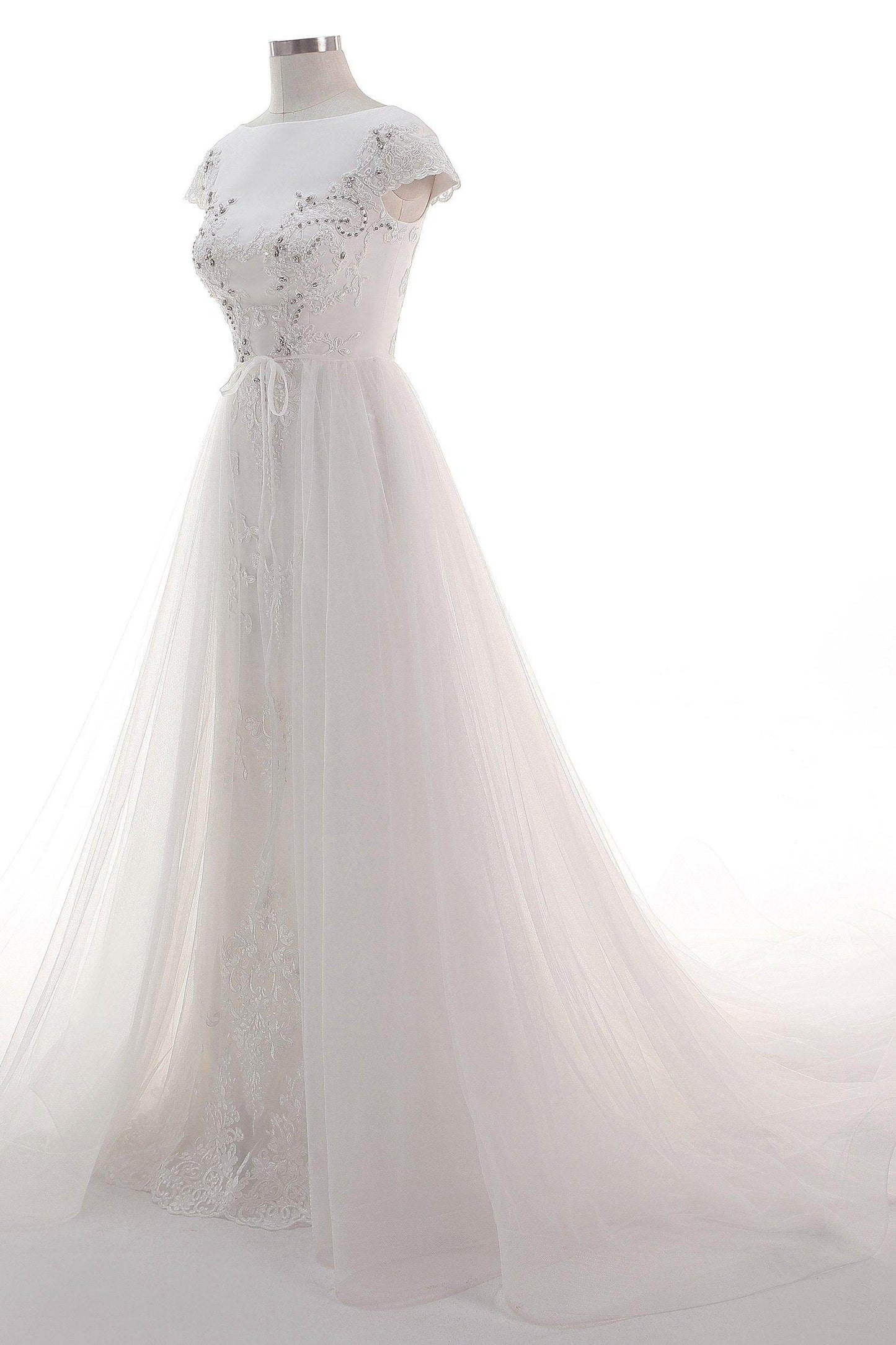 A-Line Court Train Tulle Wedding Dress CW2456 - COCOMELODY
