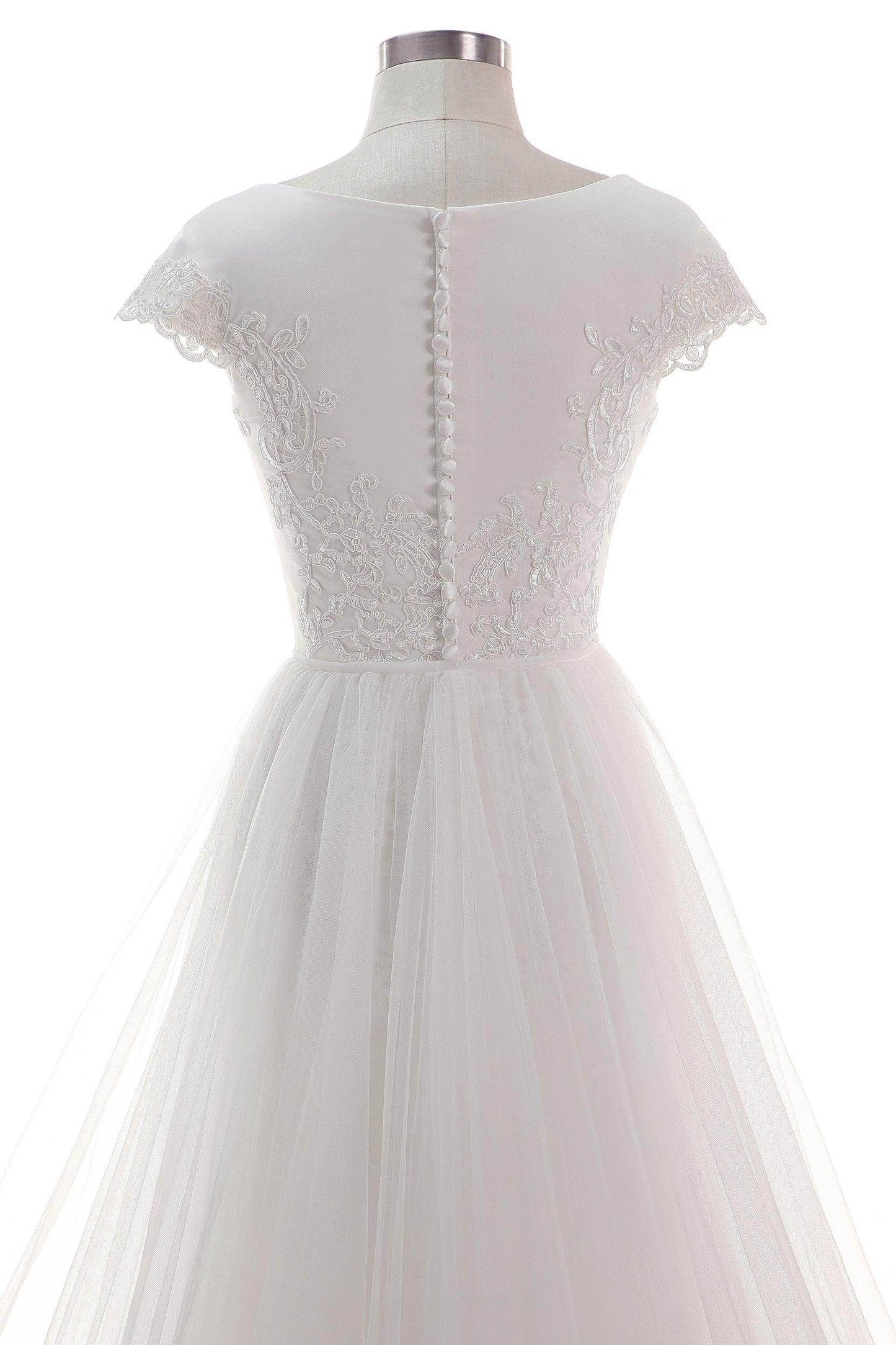 A-Line Court Train Tulle Wedding Dress CW2456 - COCOMELODY
