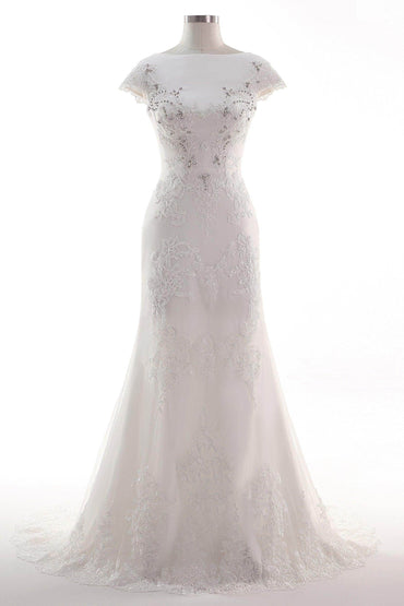A-Line Court Train Tulle Wedding Dress CW2456 - COCOMELODY