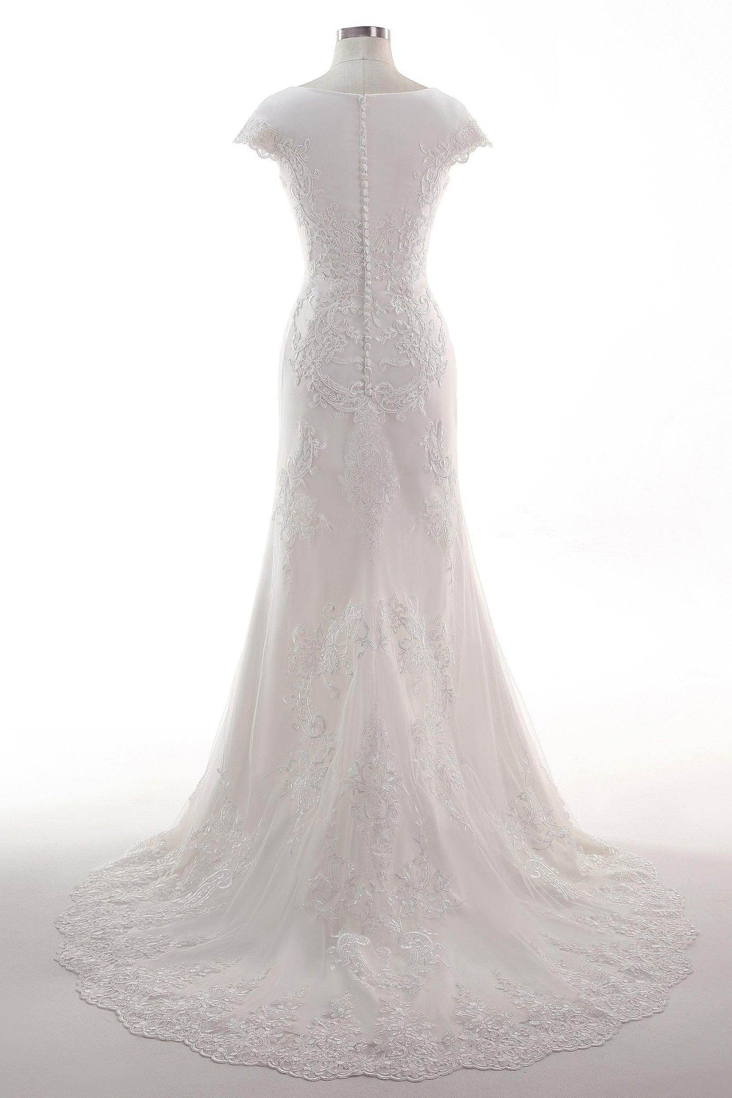 A-Line Court Train Tulle Wedding Dress CW2456 - COCOMELODY