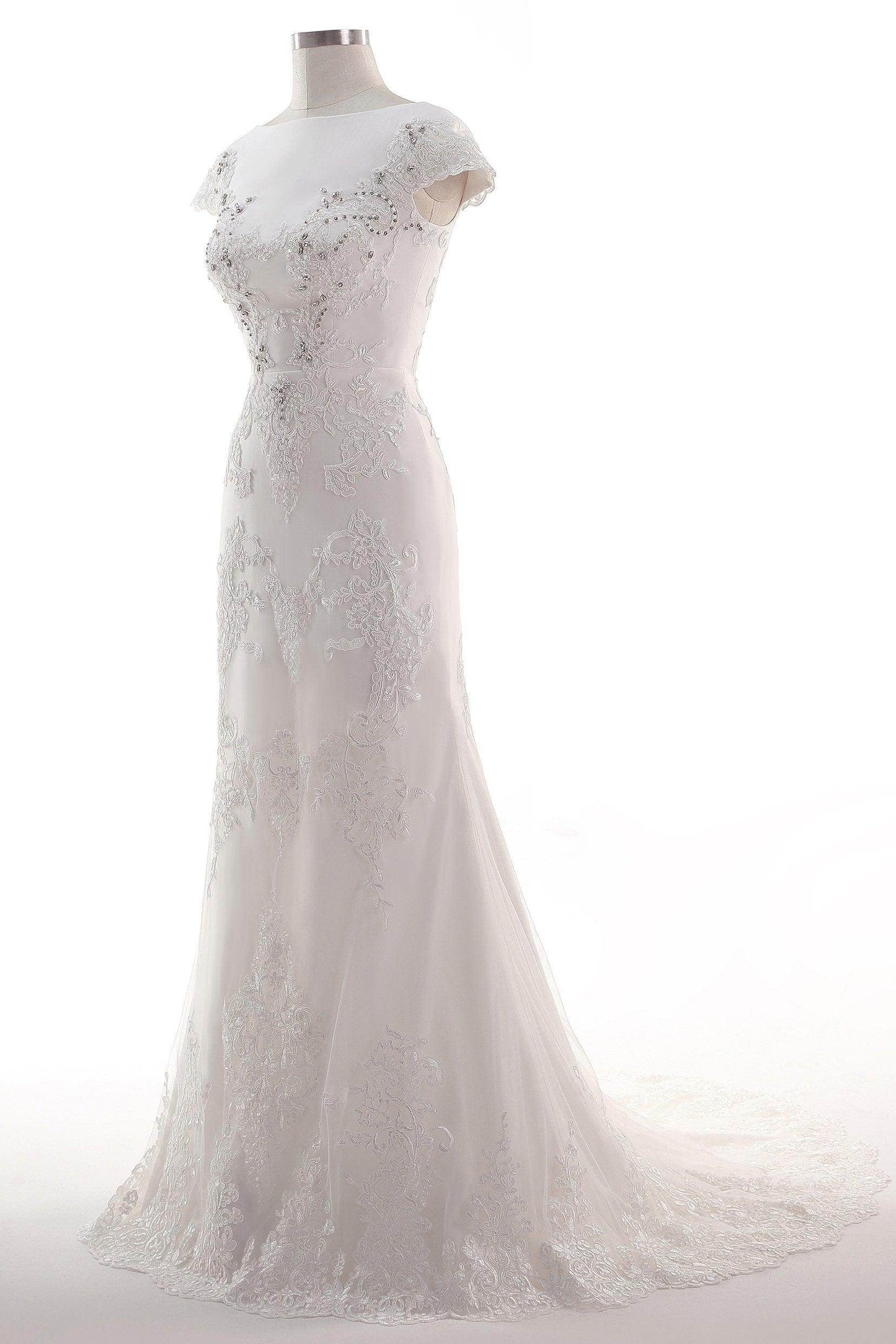 A-Line Court Train Tulle Wedding Dress CW2456 - COCOMELODY